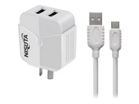 Cargador Rápido Nisuta 2 Puertos USB 2.4a + Cable USB Tipo C